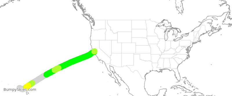 Turbulence forecast map for SWA1851, HLI to OAK