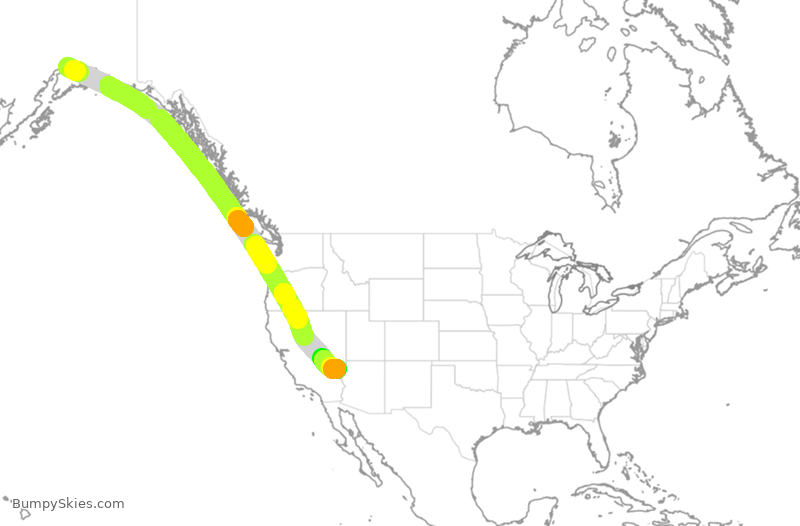 Turbulence forecast map for SWA185, ANC to LAS