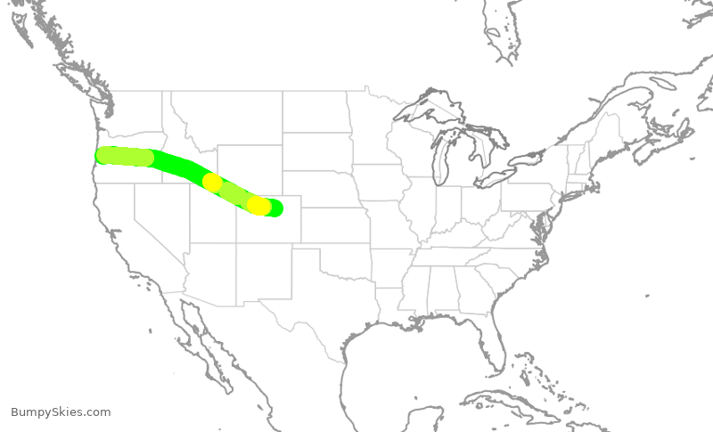 Turbulence forecast map for SWA1861, DEN to EUG