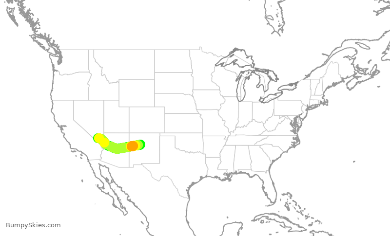 Turbulence forecast map for SWA1862, ABQ to LAS