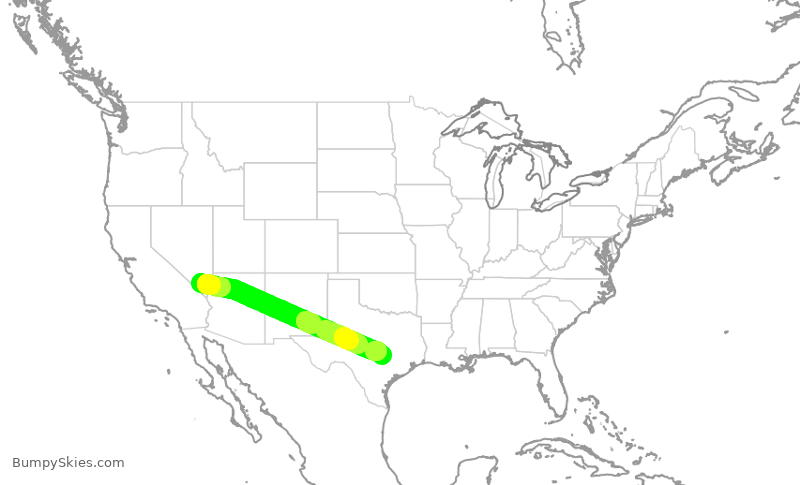 Turbulence forecast map for SWA1864, LAS to AUS