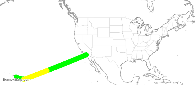 Turbulence forecast map for SWA1865, SAN to HNL