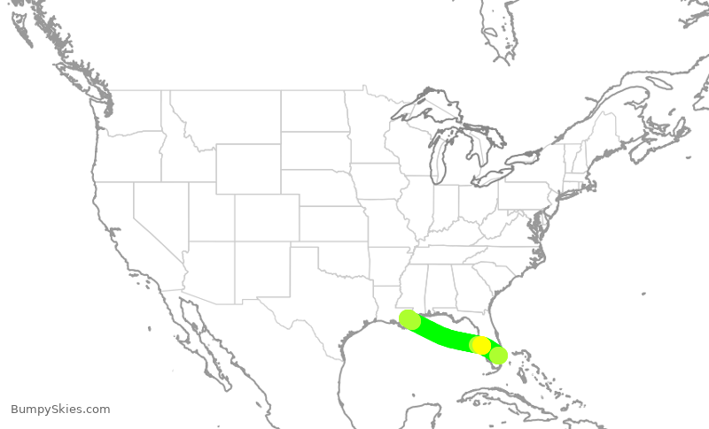 Turbulence forecast map for SWA1871, FLL to MSY