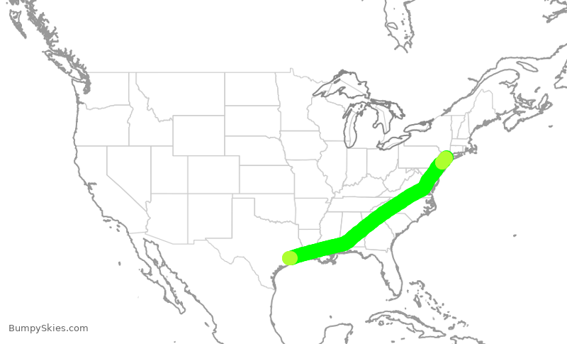 Turbulence forecast map for SWA1876, HOU to LGA