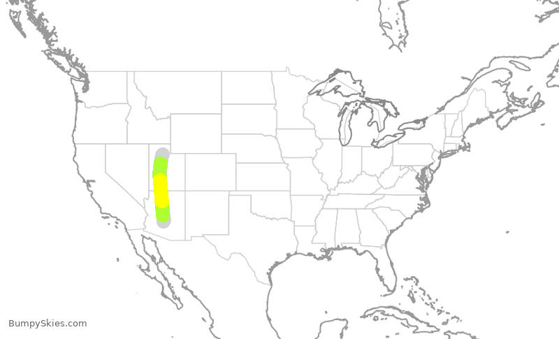 Turbulence forecast map for SWA1876, PHX to SLC
