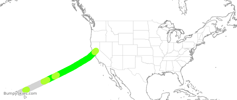Turbulence forecast map for SWA1882, HNL to SMF
