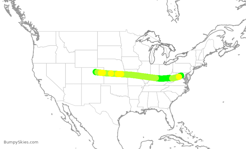 Turbulence forecast map for SWA1884, DEN to IAD