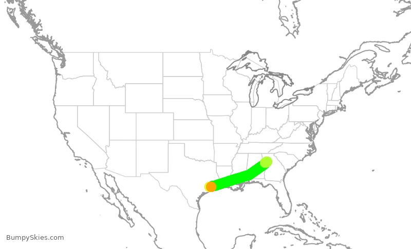 Turbulence forecast map for SWA1888, HOU to ATL