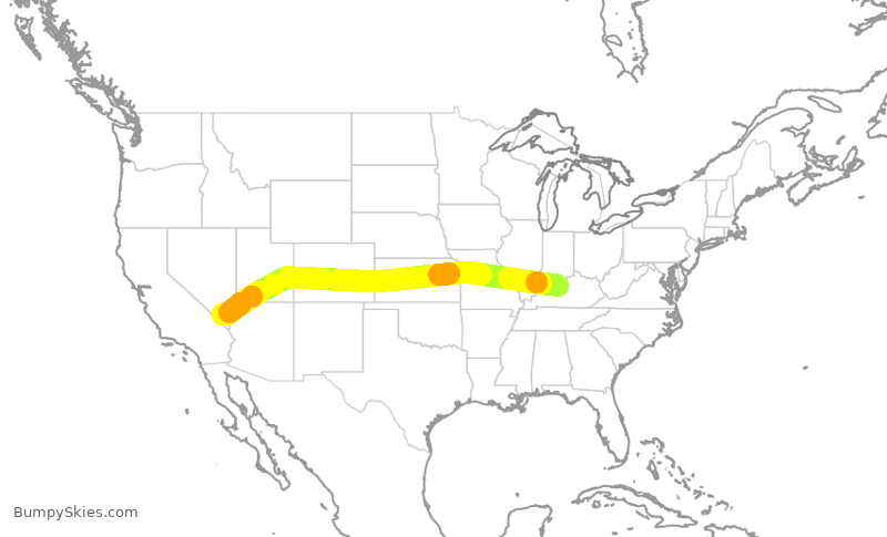 Turbulence forecast map for SWA188, SDF to LAS