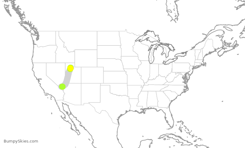 Turbulence forecast map for SWA1890, SLC to LAS