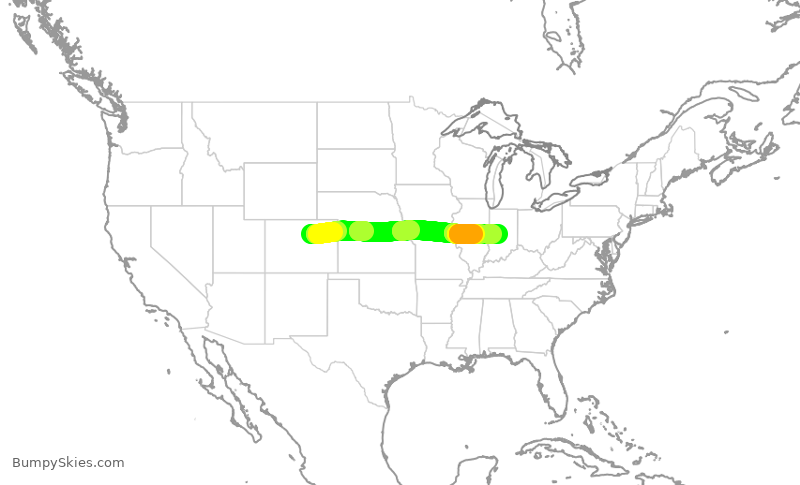 Turbulence forecast map for SWA1893, DEN to IND