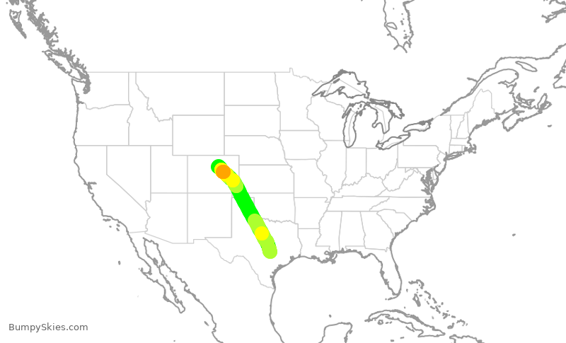 Turbulence forecast map for SWA1896, AUS to DEN
