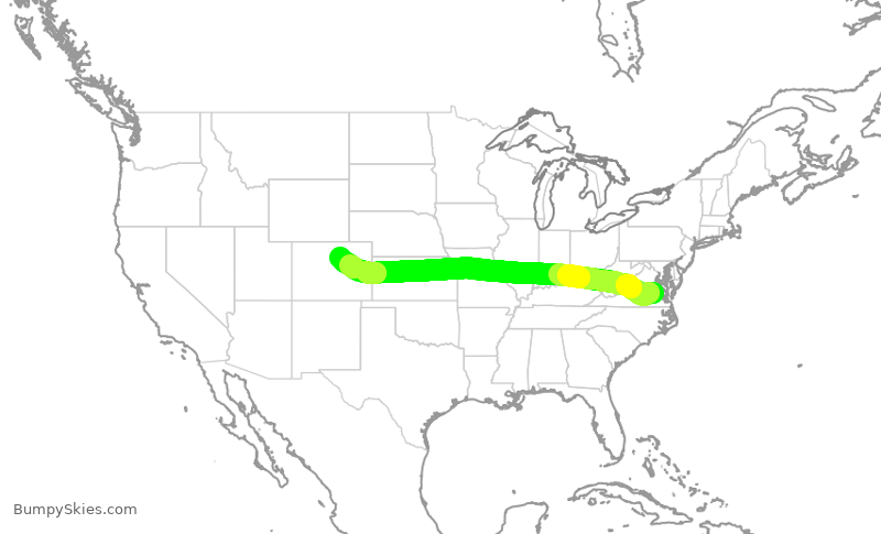 Turbulence forecast map for SWA1899, RIC to DEN