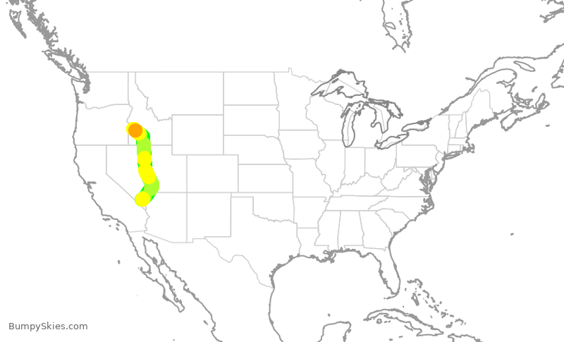 Turbulence forecast map for SWA1908, LAS to BOI