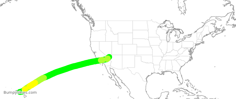 Turbulence forecast map for SWA1913, HNL to LAS