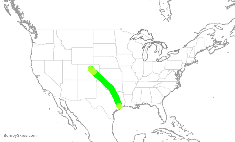 Turbulence forecast map for SWA1915, HOU to DEN