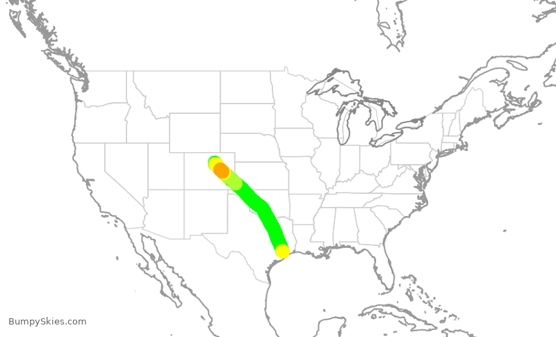Turbulence forecast map for SWA1916, HOU to DEN