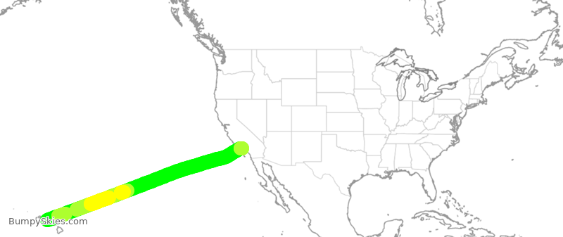 Turbulence forecast map for SWA1916, HNL to LAX