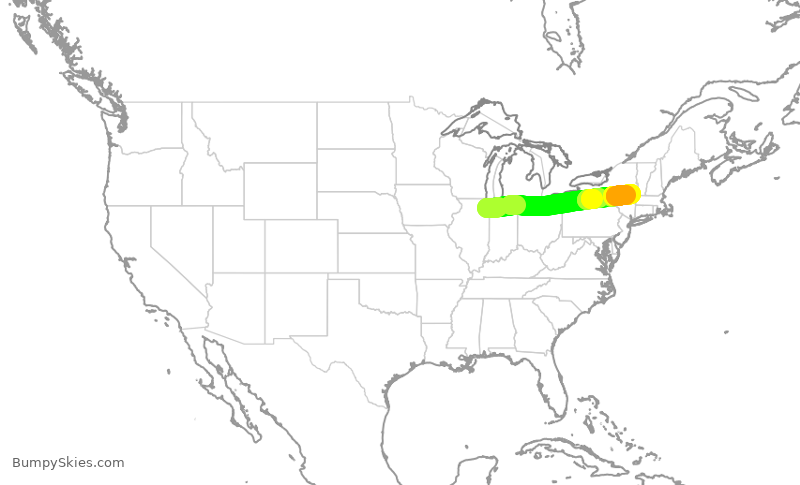 Turbulence forecast map for SWA1919, MDW to ALB
