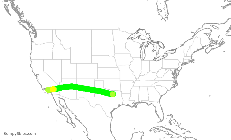Turbulence forecast map for SWA191, DAL to LAX