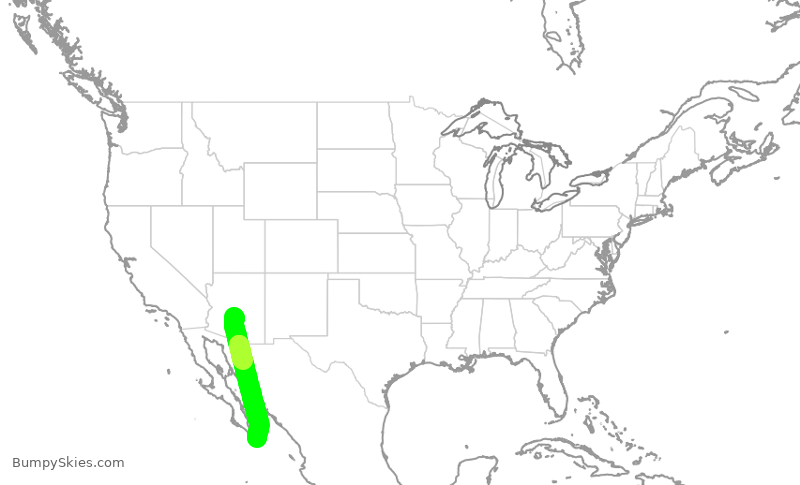 Turbulence forecast map for SWA1920, PHX to MSD