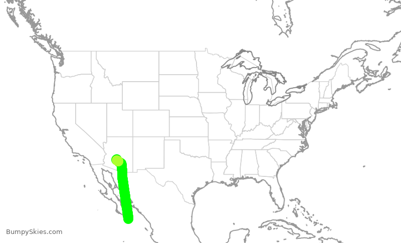 Turbulence forecast map for SWA1922, SJD to PHX