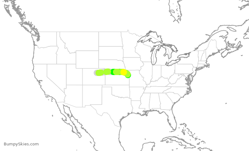 Turbulence forecast map for SWA1927, DEN to MCI