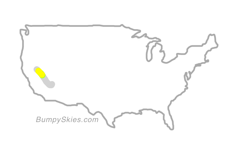 Map of continental US with illustrated flight path and turbulence forecast (described in text below)