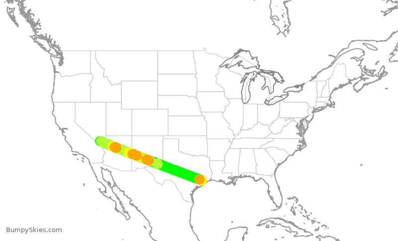 Turbulence forecast map for SWA1939, HOU to LAS