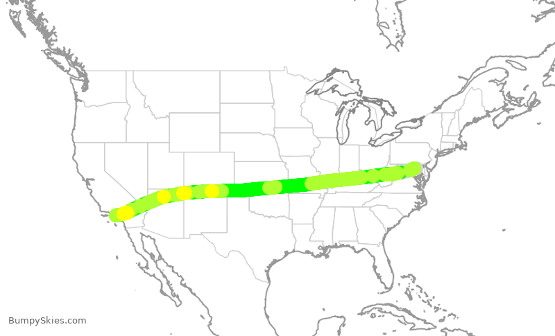 Turbulence forecast map for SWA193, BWI to LAX