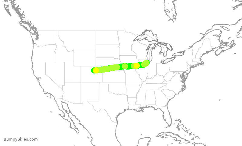Turbulence forecast map for SWA1942, DEN to MDW