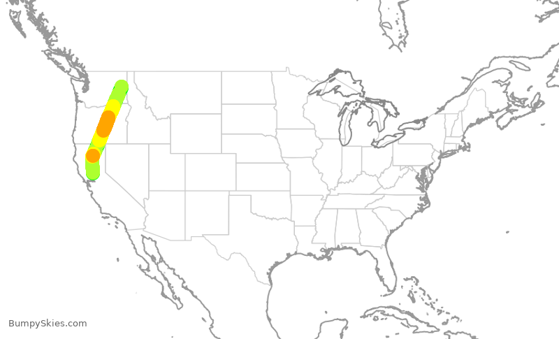 Turbulence forecast map for SWA1942, GEG to SMF