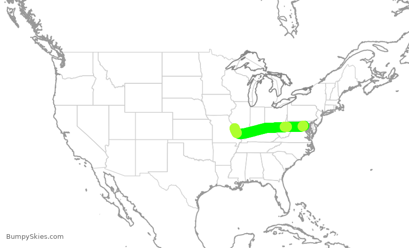 Turbulence forecast map for SWA1946, DCA to STL
