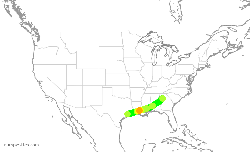 Turbulence forecast map for SWA1949, HOU to ATL