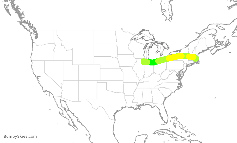 Turbulence forecast map for SWA1955, BOS to MDW