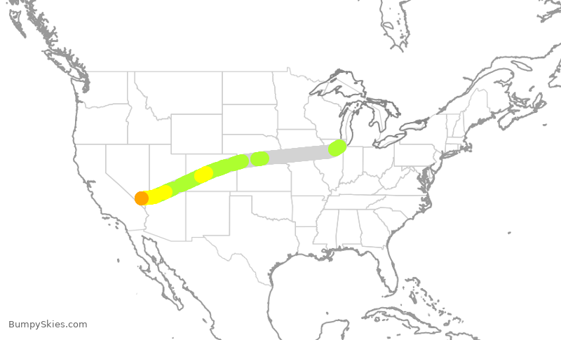 Turbulence forecast map for SWA1955, LAS to MDW