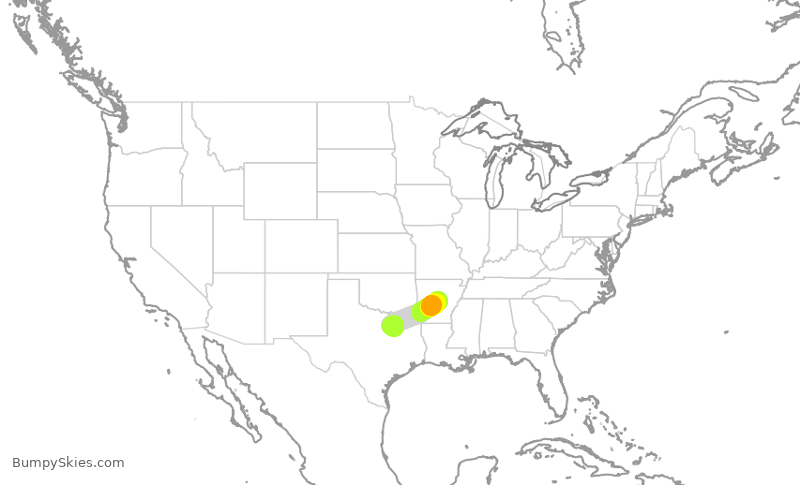 Turbulence forecast map for SWA1960, DAL to LIT