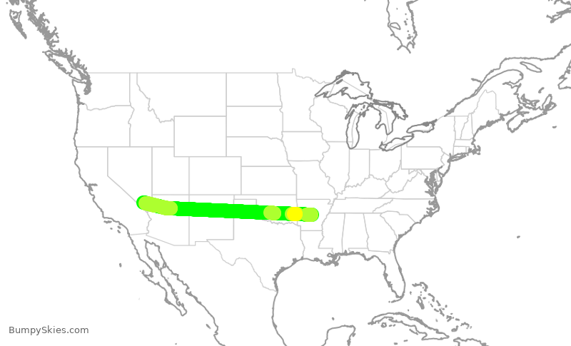 Turbulence forecast map for SWA1960, LIT to LAS