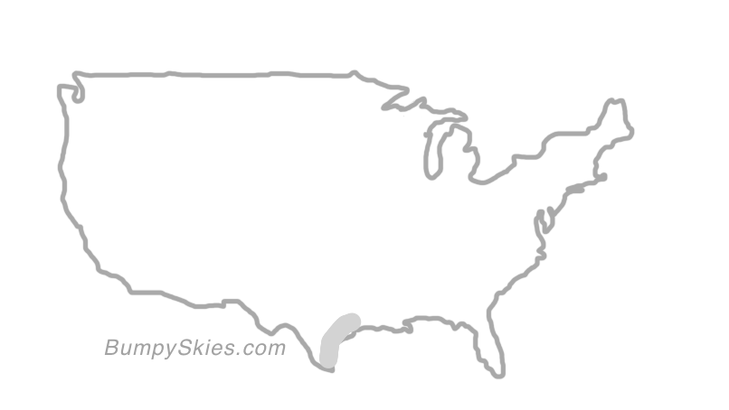 Map of continental US with illustrated flight path and turbulence forecast (described in text below)