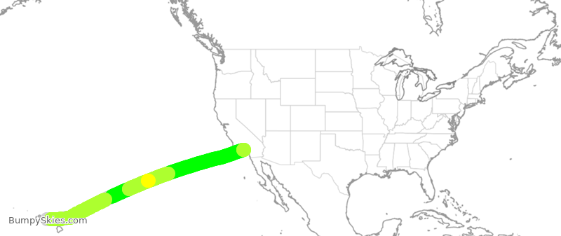 Turbulence forecast map for SWA1968, HNL to LGB