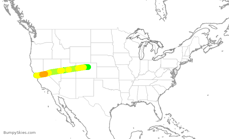 Turbulence forecast map for SWA1969, DEN to OAK