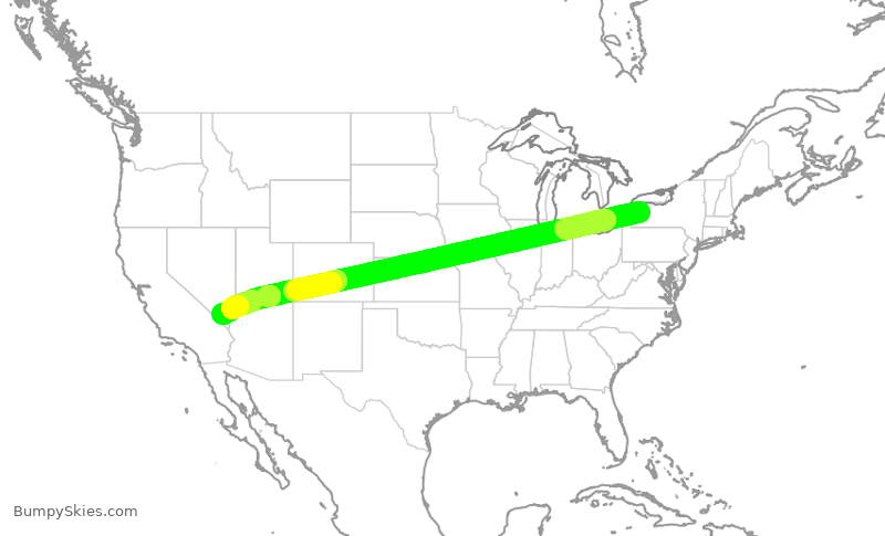 Turbulence forecast map for SWA1971, BUF to LAS