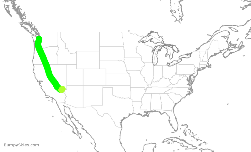 Turbulence forecast map for SWA1971, LAS to SEA