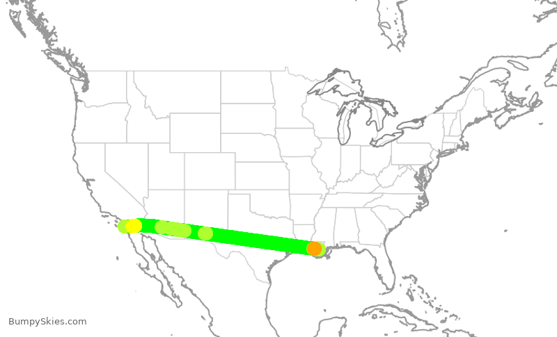 Turbulence forecast map for SWA1971, MSY to SAN