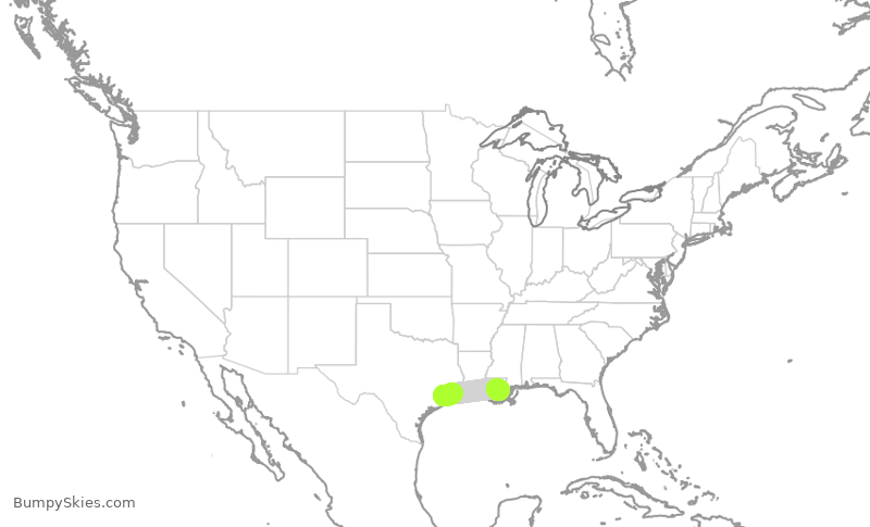 Turbulence forecast map for SWA1975, HOU to MSY
