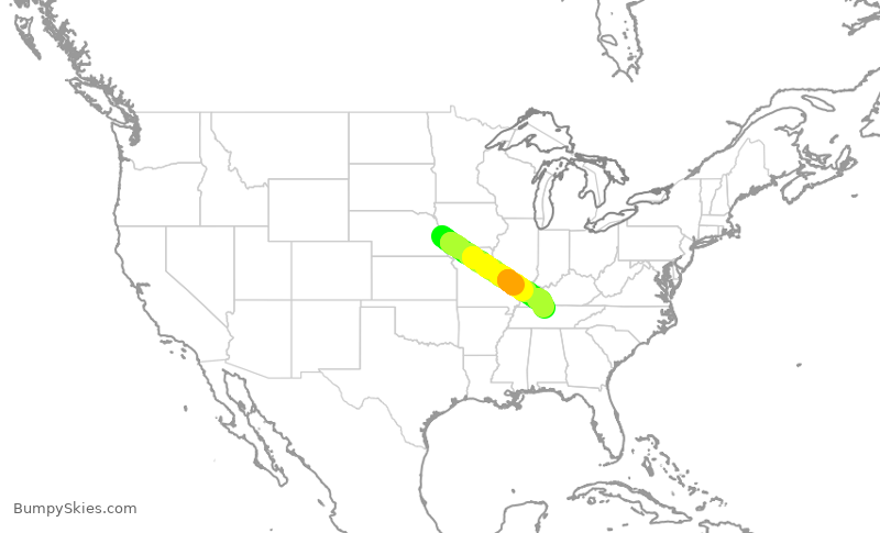 Turbulence forecast map for SWA1983, OMA to BNA