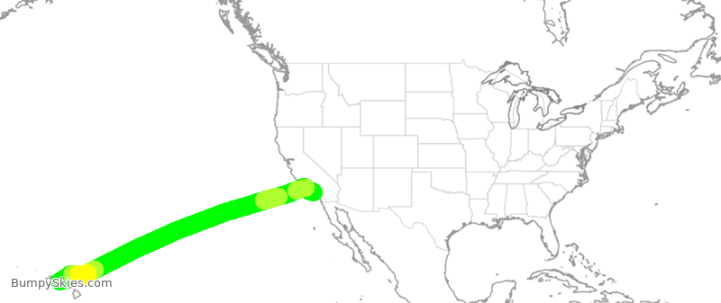 Turbulence forecast map for SWA1987, LGB to HNL