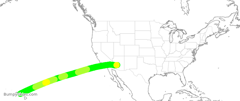 Turbulence forecast map for SWA1988, HNL to PHX