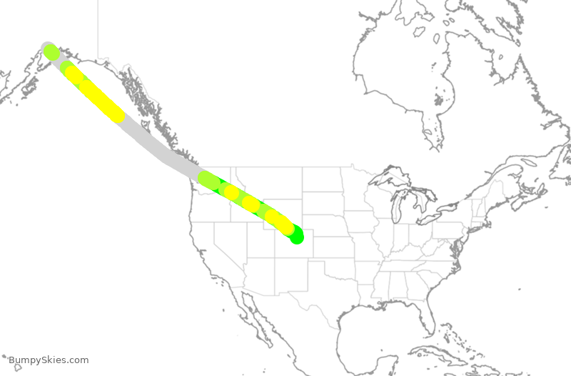 Turbulence forecast map for SWA198, ANC to DEN