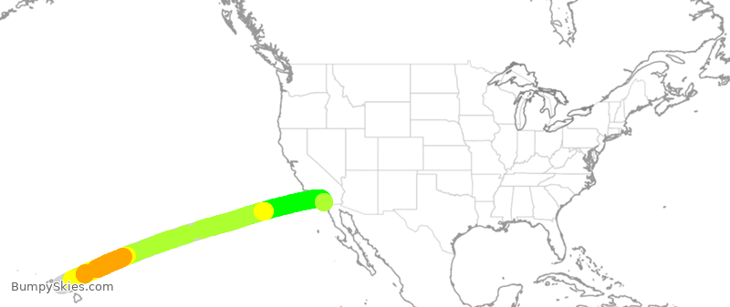 Turbulence forecast map for SWA1991, HNL to SAN